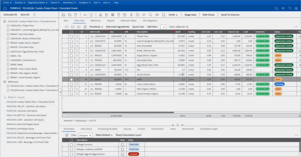 infor erp formula management