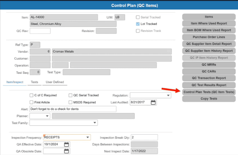 infor quality control and product traceability